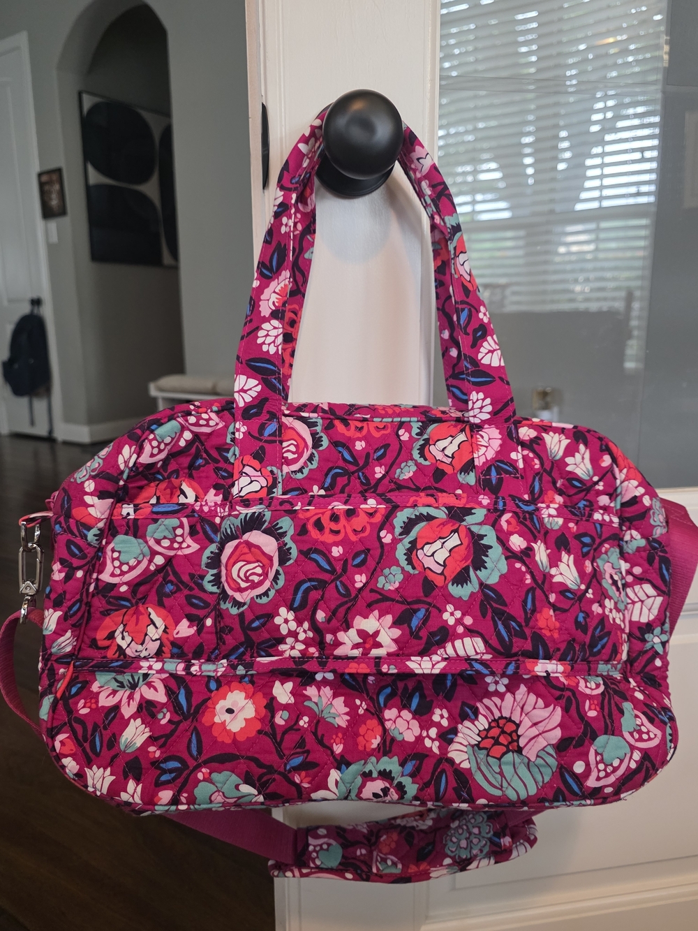 Vera Bradley Bloom Berry, Magenta Floral Quilted Travel Tote
